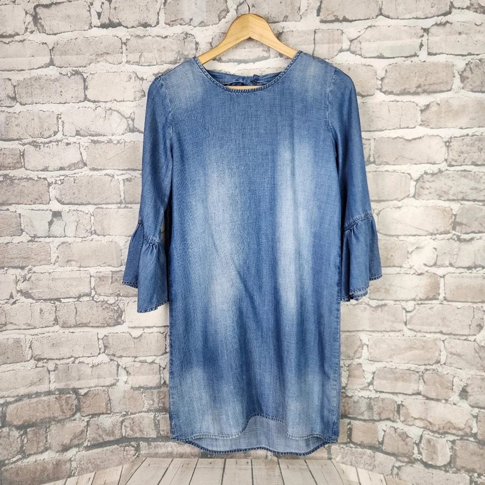 Anthropologie cloth  & stone Tencel Lyocell Dress Chambray Blue Size XS - Picture 3 of 14